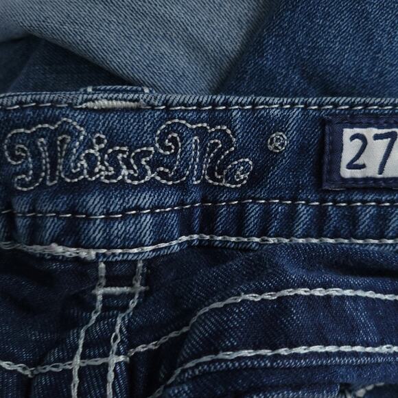 Miss Me Jeans SZ 27 Dark Embroidered & Sequin Signature Bootcut Jeans Excellent - Picture 7 of 8